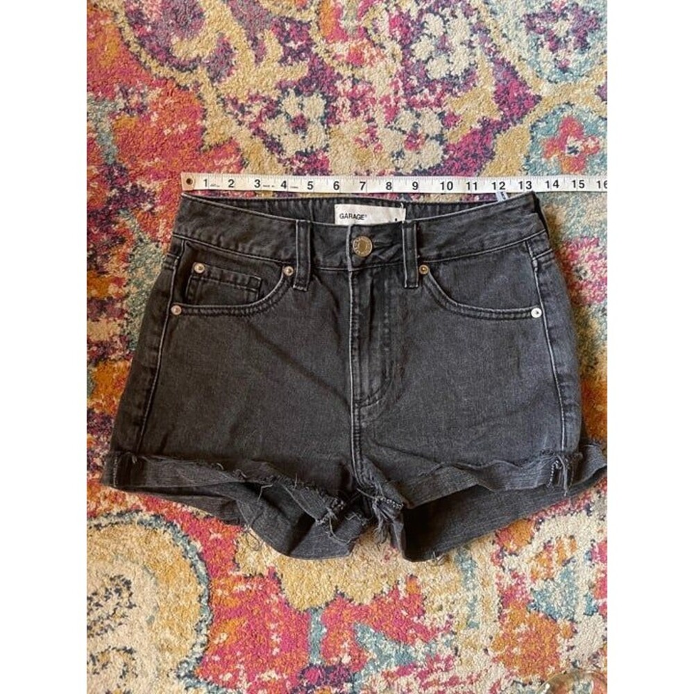 GARAGE Women's Black Denim Cuffed Hem Shorts